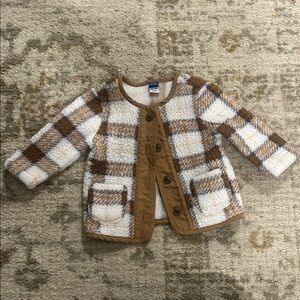 Old Navy Brown and White Plaid Kids Jacket